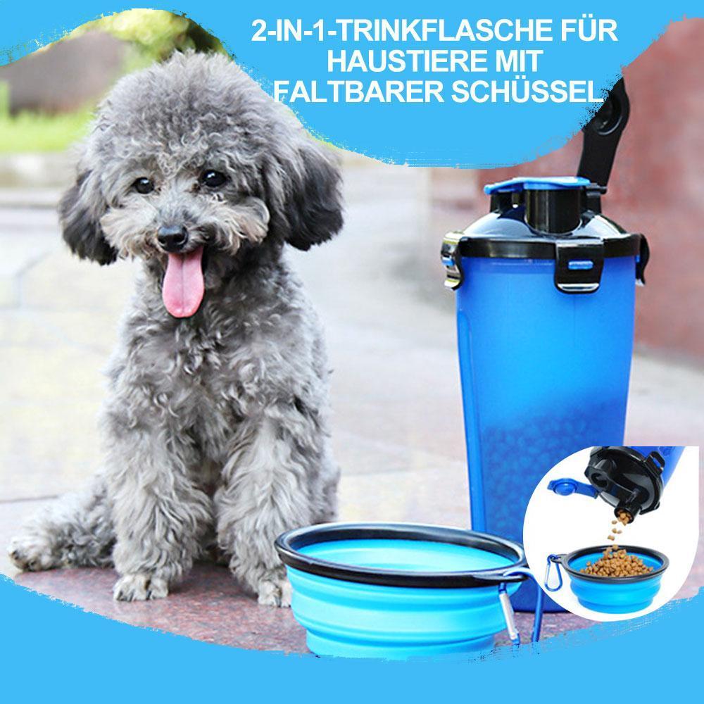 2-in-1 Wasser- und Lebensmittelflasche für Haustiere