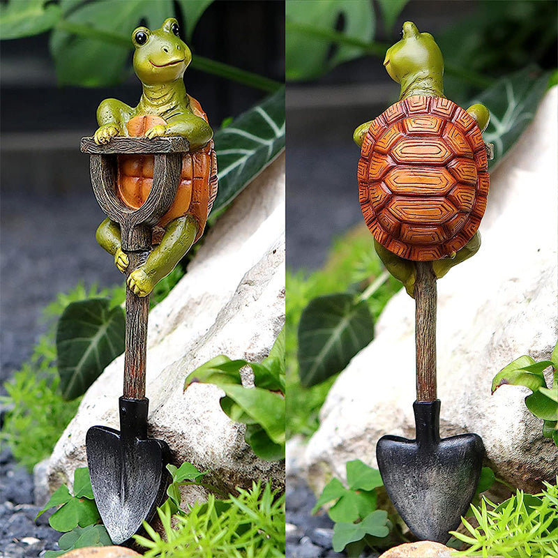 Süße Gartenbewohner Tierische Schaufel-Sitzfiguren aus Kunstharz