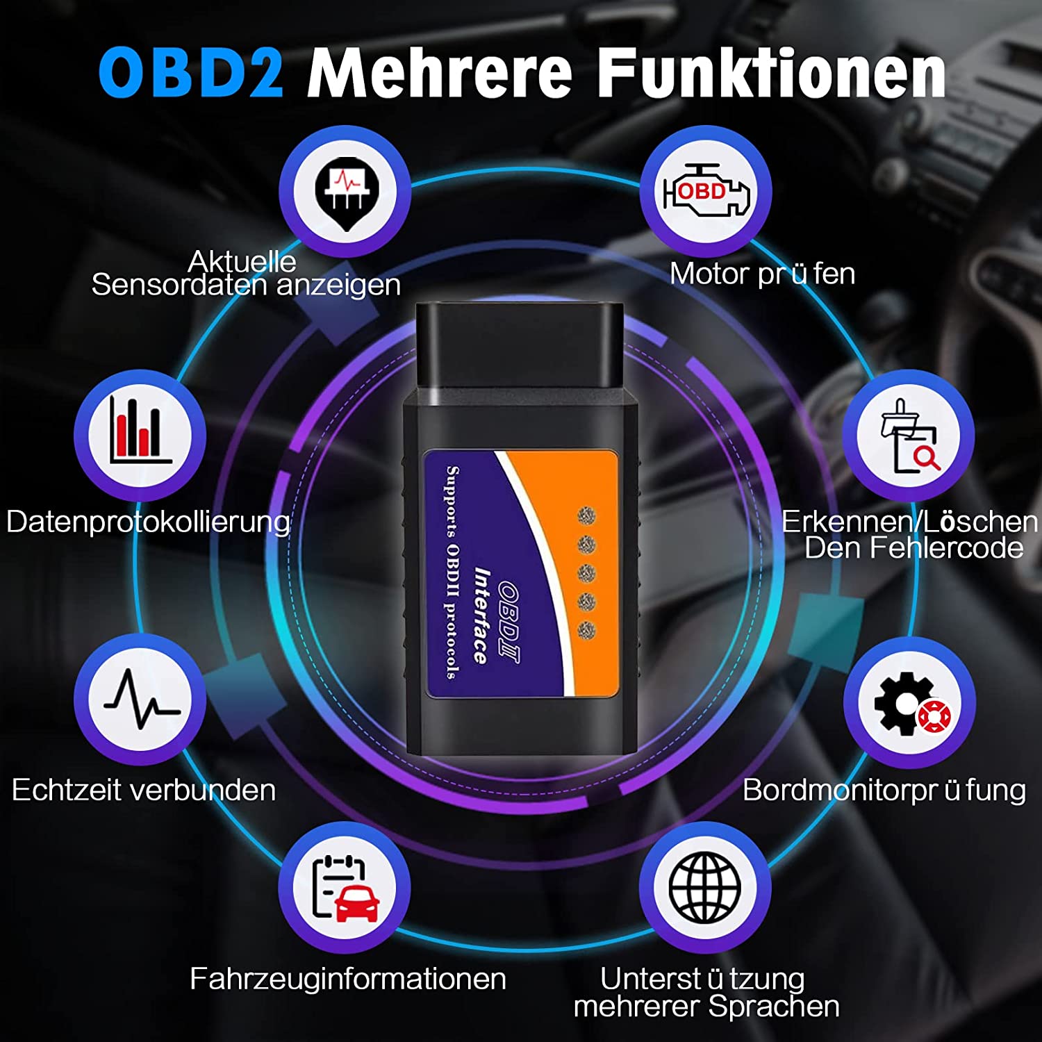 Diagnose Interface OBD2 E327 Bluetooth WIFI KFZ Scanner