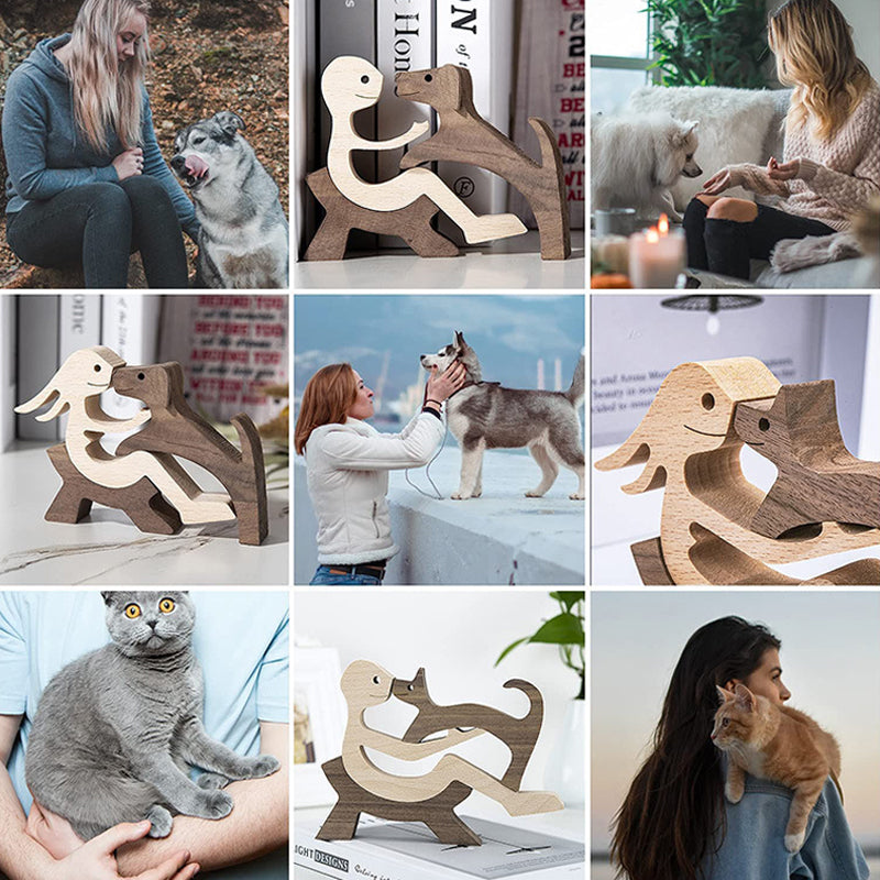 Haustierliebhaber - Holzskulptur Tischschmuck