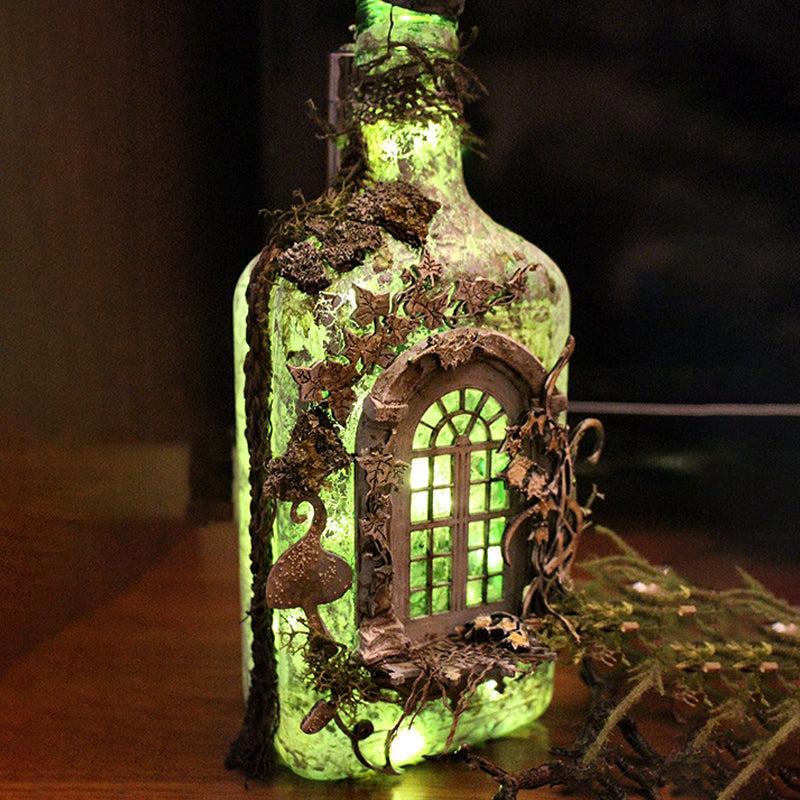 Vintage Leuchtende Weinflasche